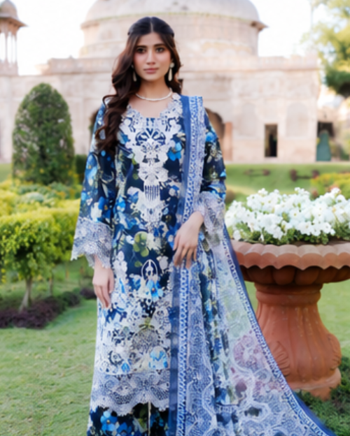 MS-5088 Blue Embroidered 3-Piece Suit